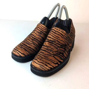 Heyraud Paris Tiger Print Chunky Slip On Loafer